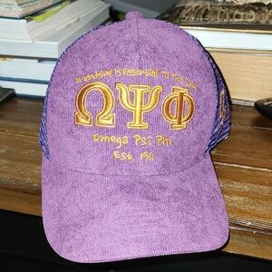 Omega Psi Phi, Purple and Gold Men's Hat. New